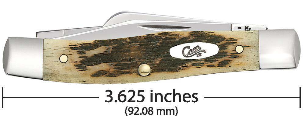 Peach Seed Jig Amber Bone CS Medium Stockman with Pen Blade