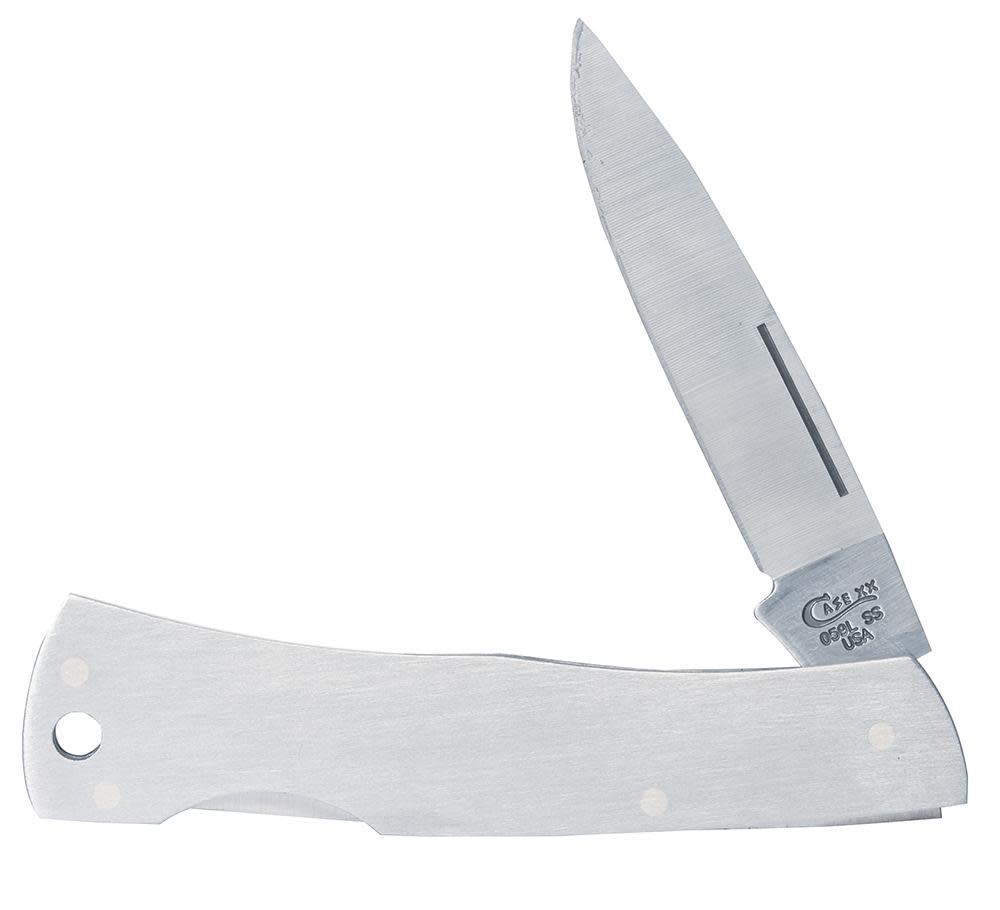 Brushed Stainless Steel Executive Lockback with Lanyard Hole