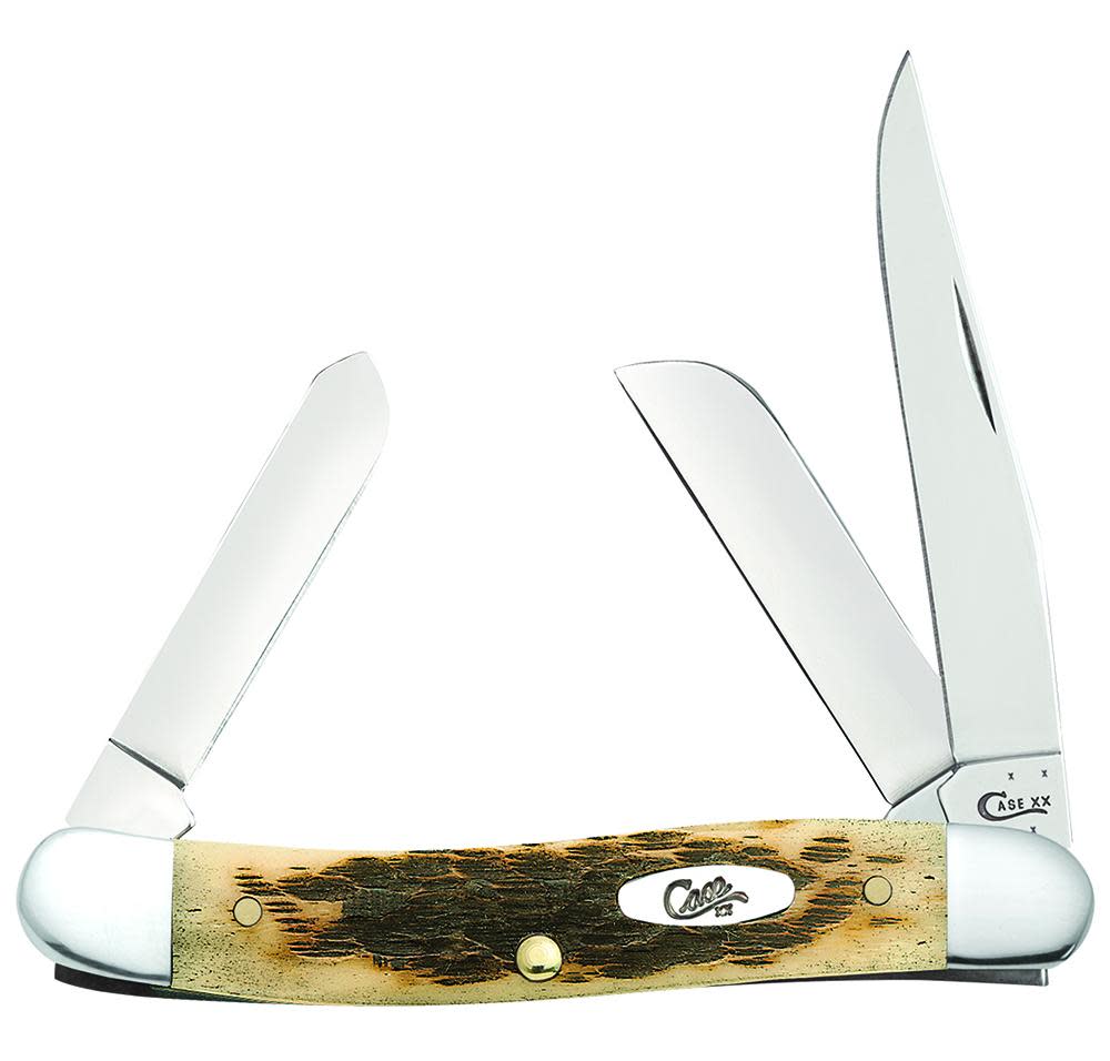 Peach Seed Jig Amber Bone CS Medium Stockman with Spey blade
