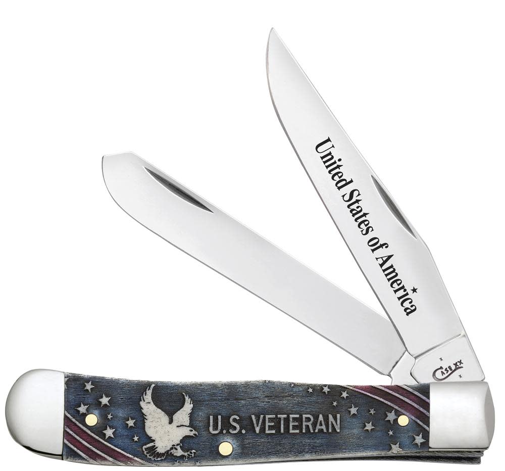 U.S. Veteran Gift Set Embellished Smooth Natural Bone with Blue and Red Color Wash Trapper (In Velvet Box) 11 U.S. Veteran Gift Set Embellished Smooth Natural Bone with Blue and Red Color Wash Trapper (In Velvet Box)