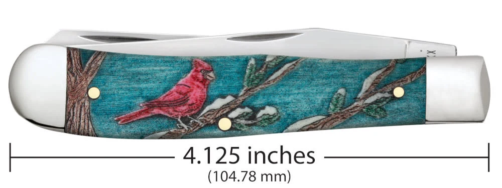 Embellished Smooth Natural Bone with Color Wash and Black Definition Trapper Cardinal (in Velvet Box) 2 Embellished Smooth Natural Bone with Color Wash and Black Definition Trapper Cardinal (in Velvet Box)