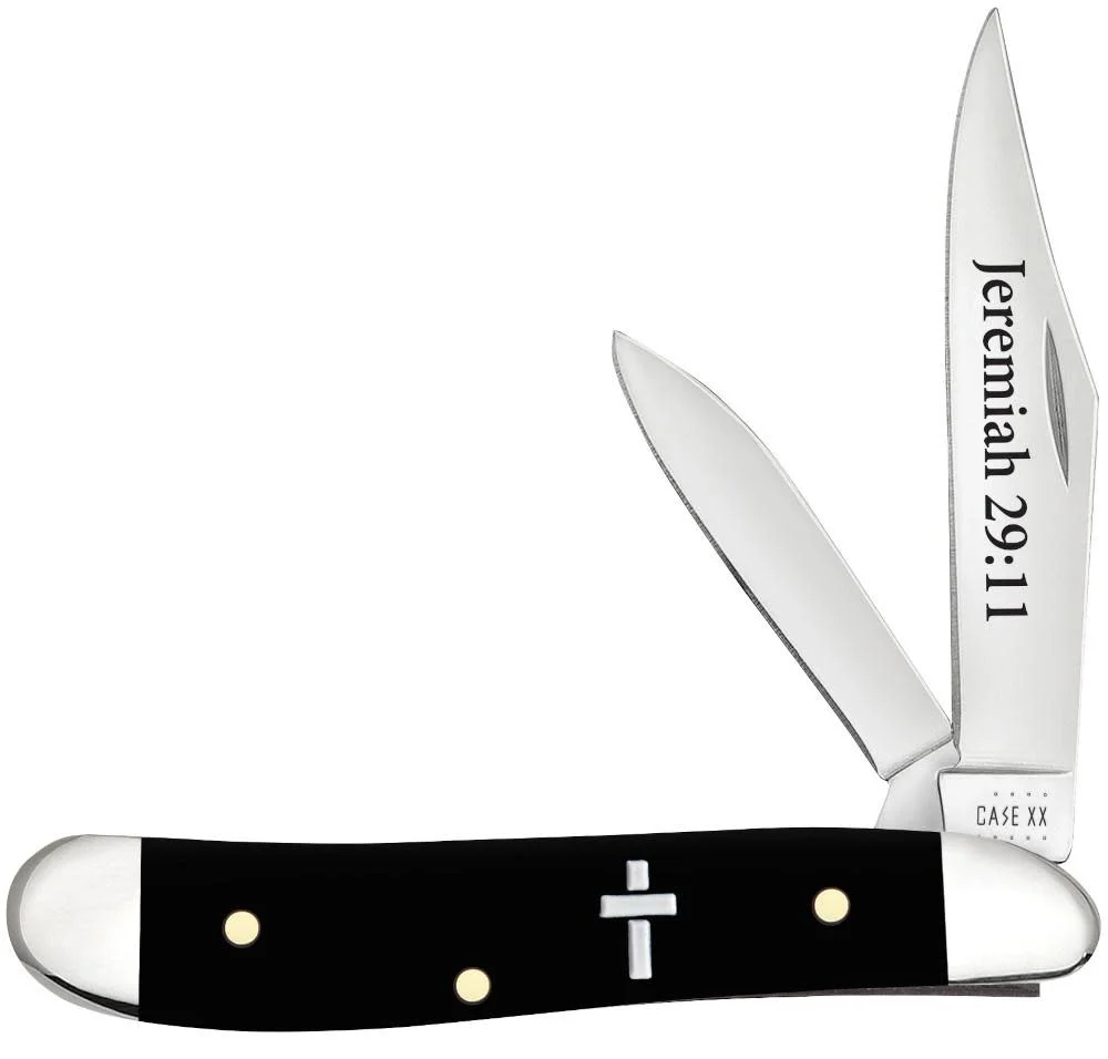Religious Sayings Jeremiah 29:11 Embellished Smooth Black Synthetic Peanut