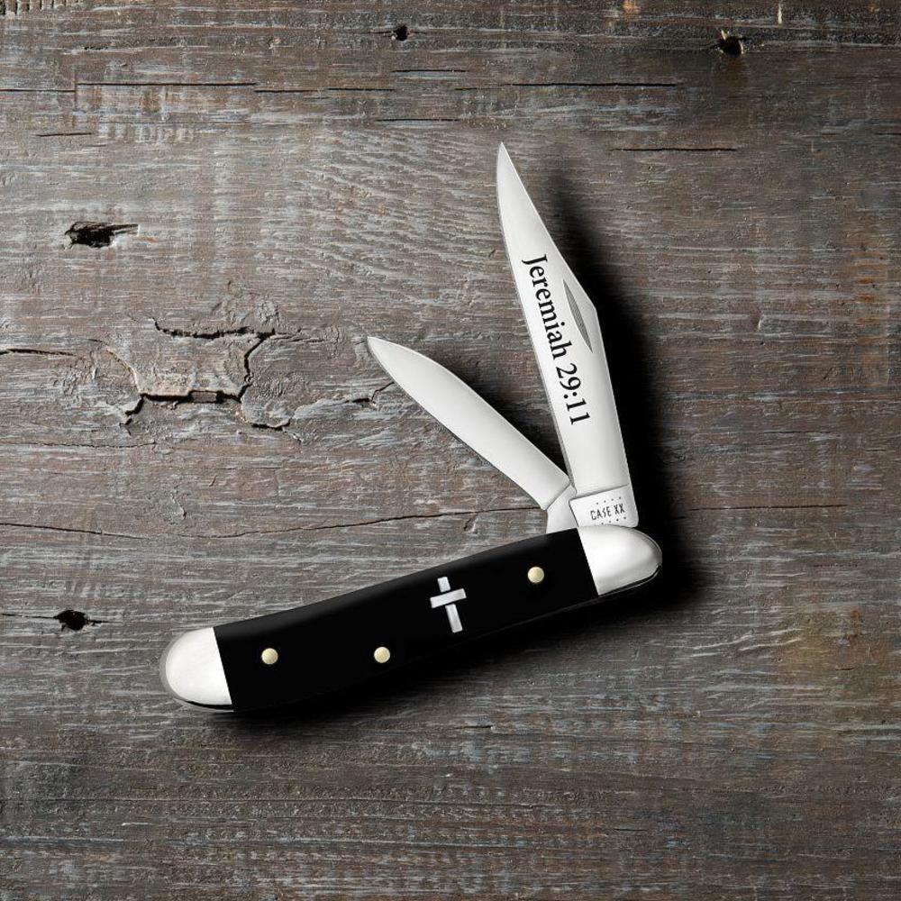Religious Sayings Jeremiah 29:11 Embellished Smooth Black Synthetic Peanut