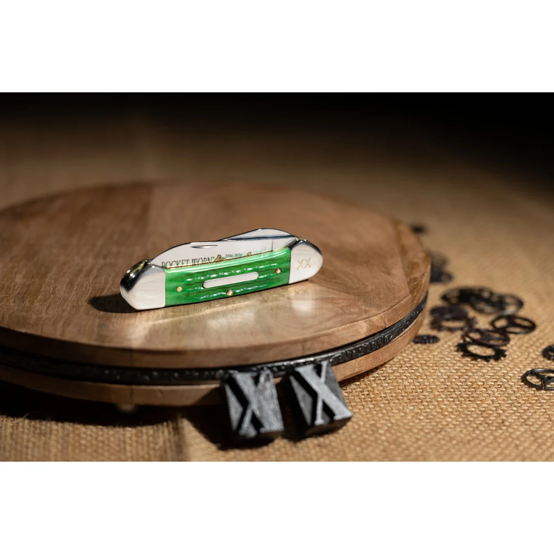 Pocket Worn® Second Cut Jigged Bright Green Bone Canoe