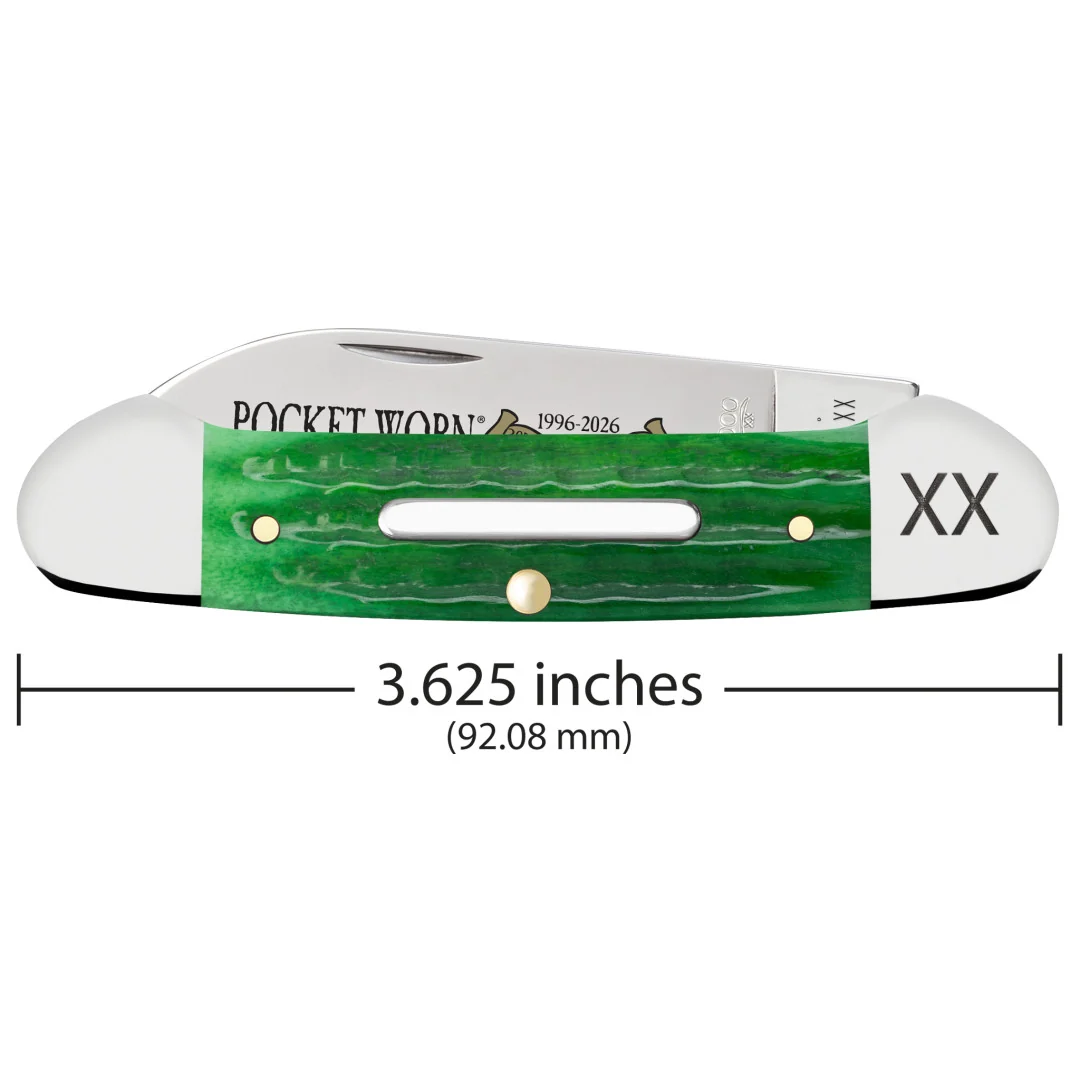 Pocket Worn® Second Cut Jigged Bright Green Bone Canoe 3 Pocket Worn® Second Cut Jigged Bright Green Bone Canoe