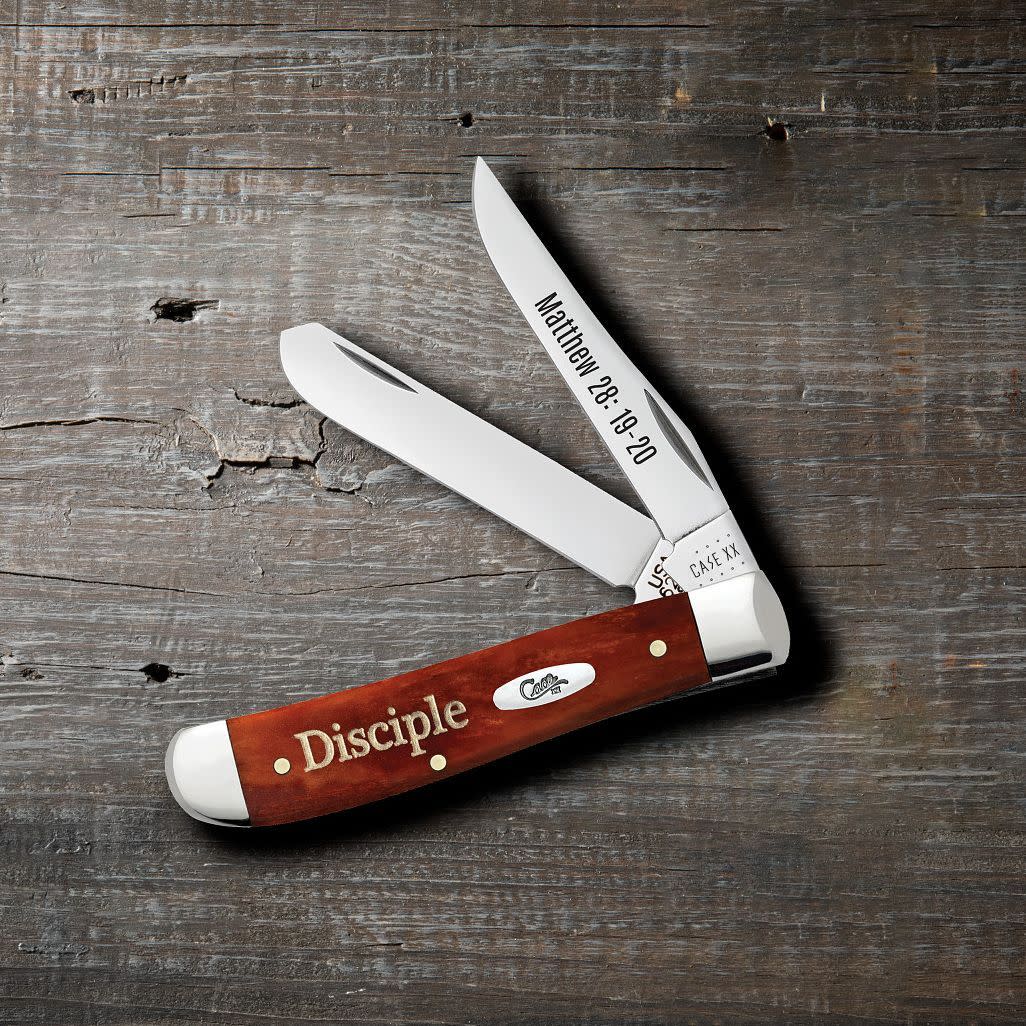 Religious Sayings Matthew 28: 19-20 Embellished Smooth Chestnut Bone Mini Trapper