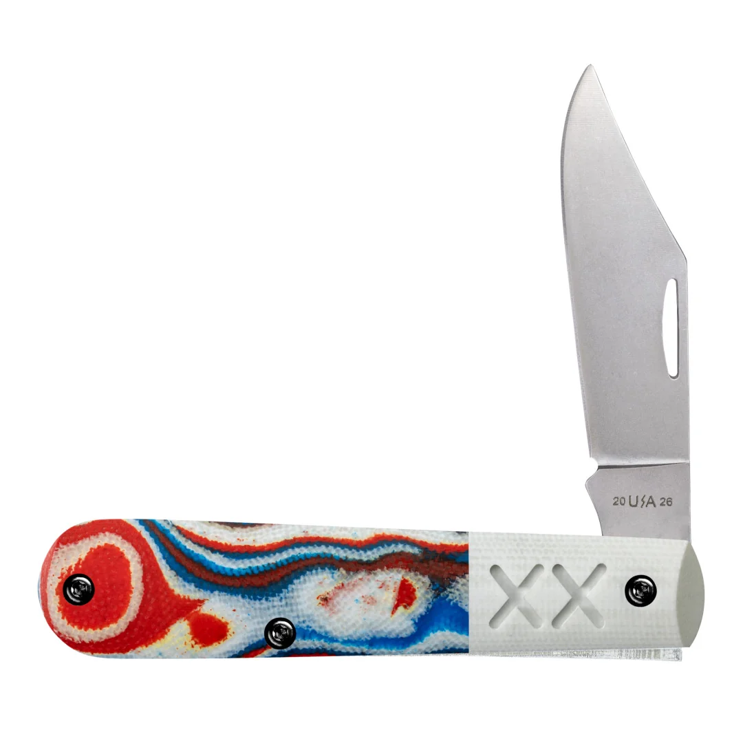Crossroads™ Smooth Red, White & Blue Burl G-10 w/ White G-10 Barlow