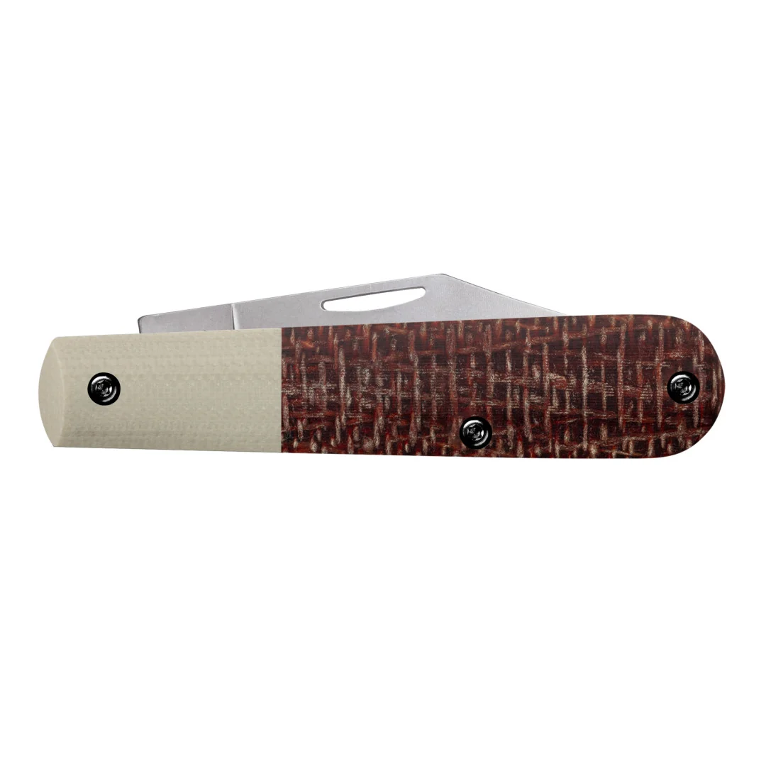 CCC® Crossroads™ Smooth Burgundy Burlap Laminate w/ Tan G-10 XR Barlow 3 CCC® Crossroads™ Smooth Burgundy Burlap Laminate w/ Tan G-10 XR Barlow