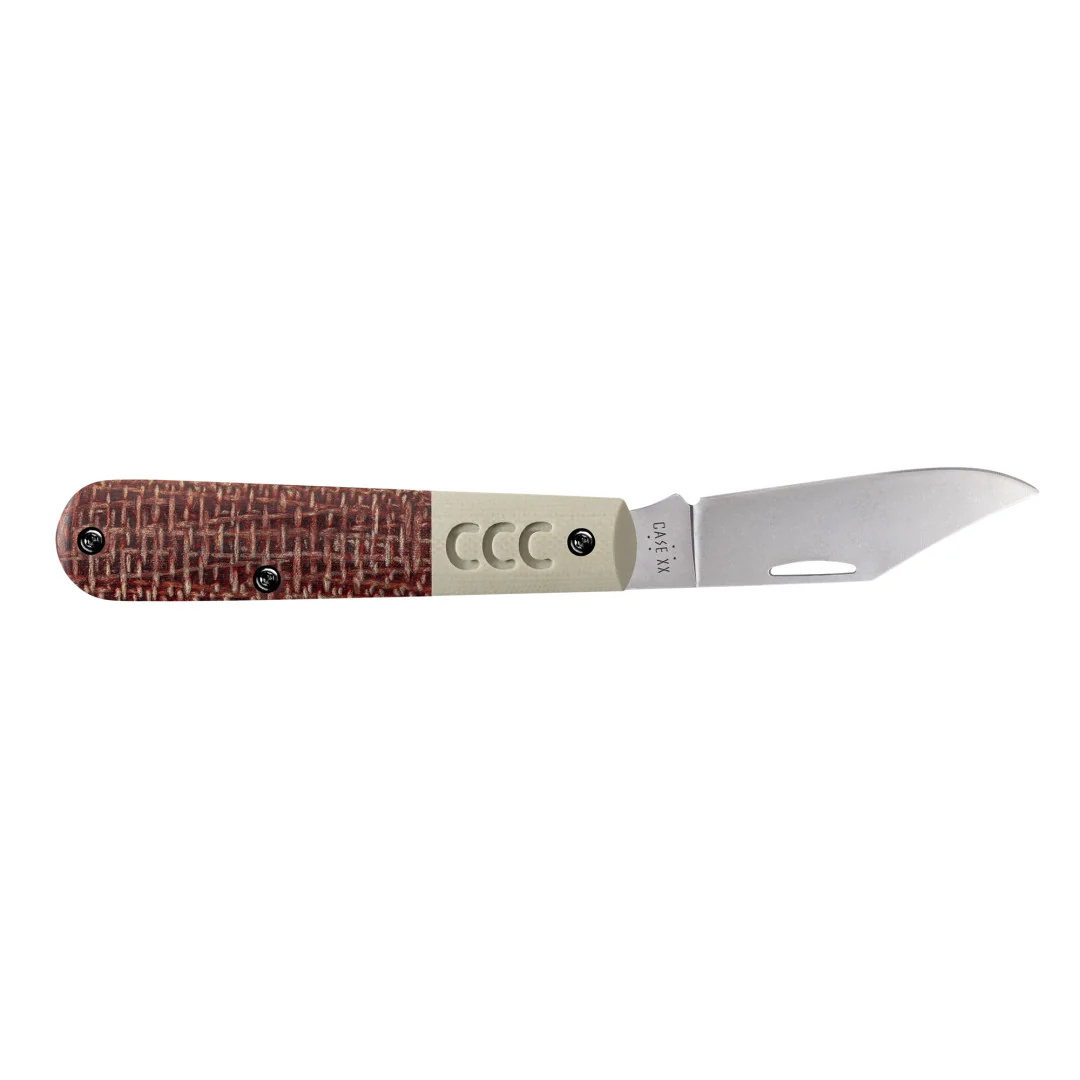 CCC® Crossroads™ Smooth Burgundy Burlap Laminate w/ Tan G-10 XR Barlow 4 CCC® Crossroads™ Smooth Burgundy Burlap Laminate w/ Tan G-10 XR Barlow