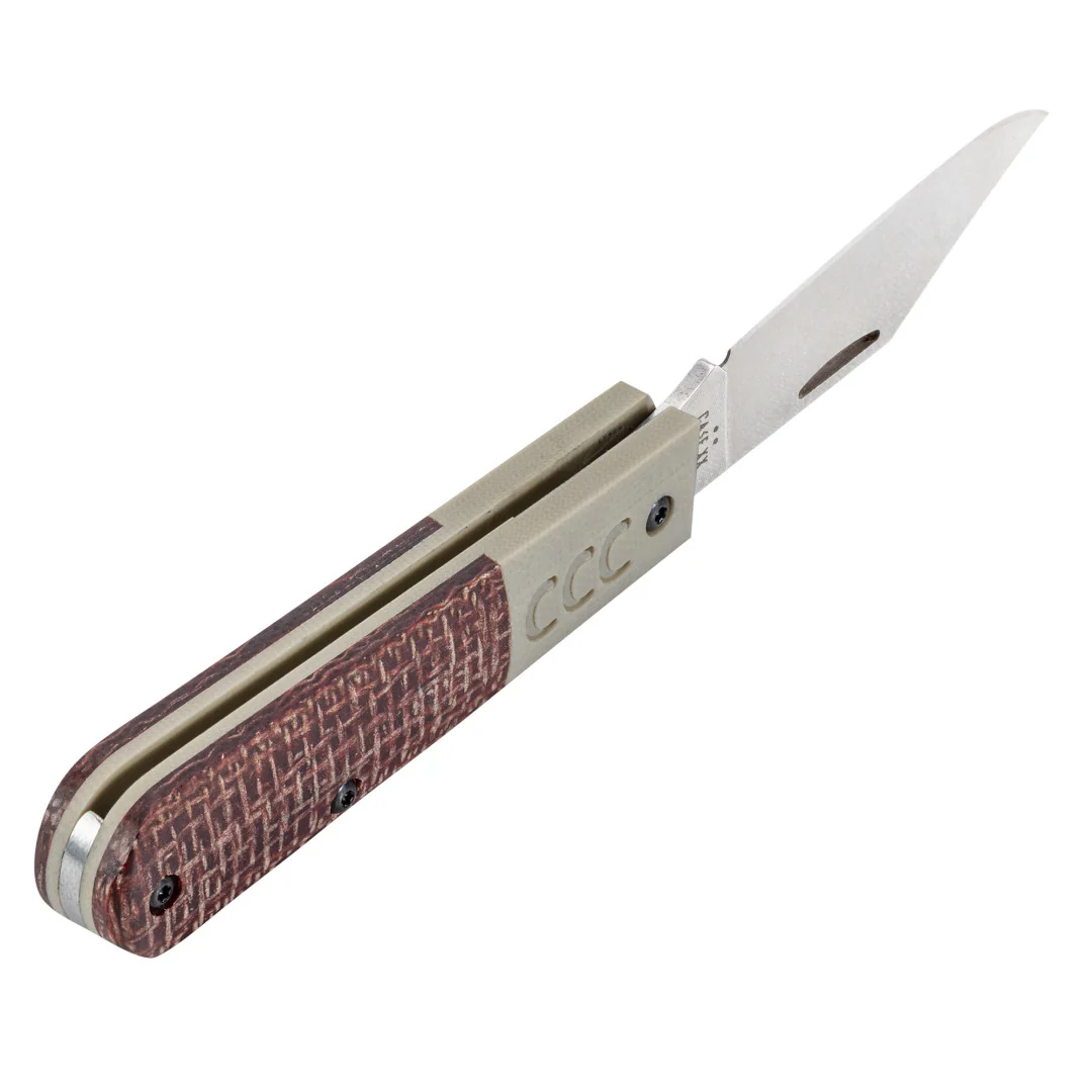 CCC® Crossroads™ Smooth Burgundy Burlap Laminate w/ Tan G-10 XR Barlow 6 CCC® Crossroads™ Smooth Burgundy Burlap Laminate w/ Tan G-10 XR Barlow