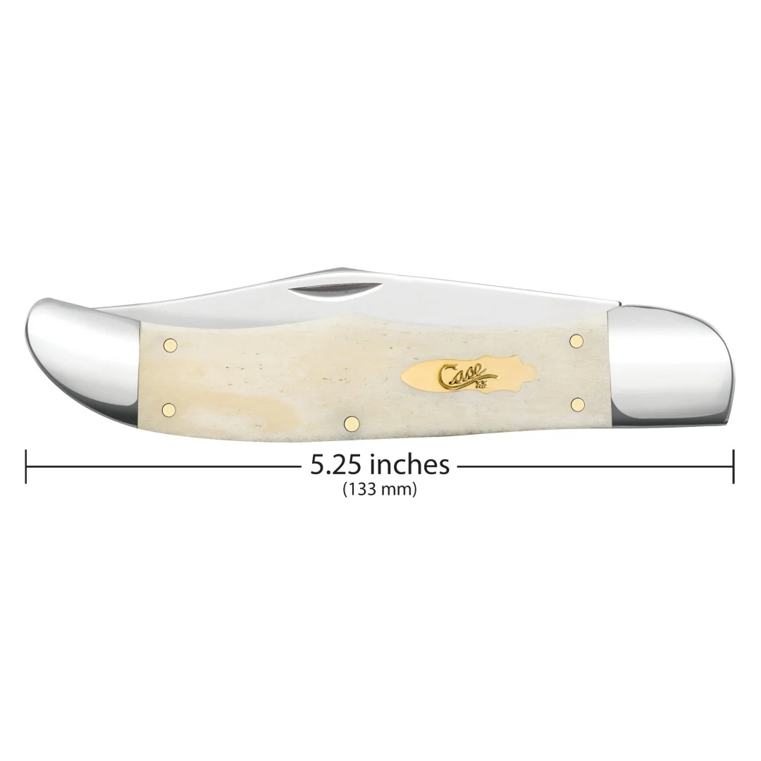 Smooth Natural Bone Folding Hunter - Brass Bomb Shield