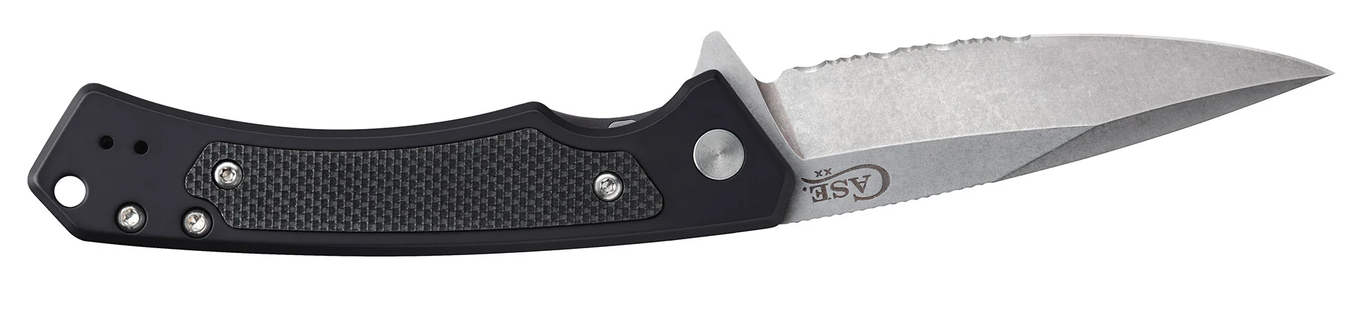 Black Anodized Aluminum with Black G10 Inlay Marilla® with Serrated Blade 4 Black Anodized Aluminum with Black G10 Inlay Marilla® with Serrated Blade