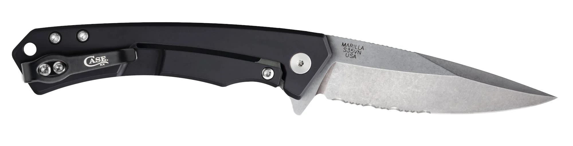 Black Anodized Aluminum with Black G10 Inlay Marilla® with Serrated Blade 5 Black Anodized Aluminum with Black G10 Inlay Marilla® with Serrated Blade