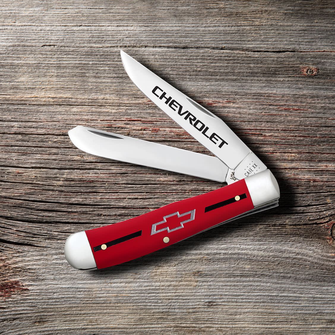 Chevrolet® Embellished Smooth Red Synthetic Trapper