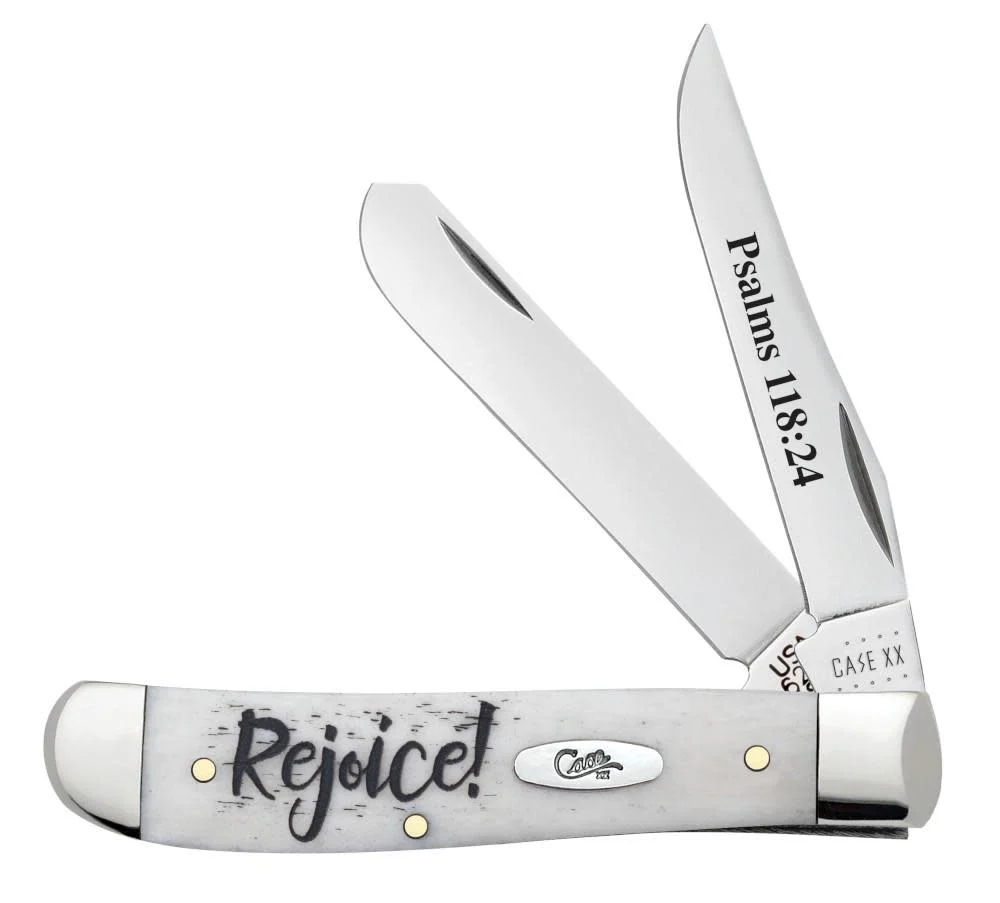 Religious Sayings Rejoice Embellished Smooth Natural Bone Mini Trapper