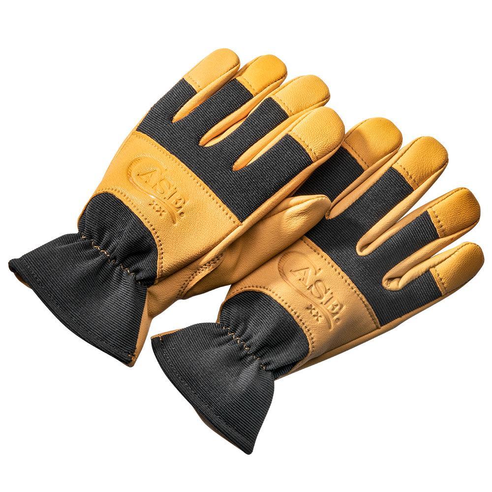 Yellow and Black Leather Work Gloves