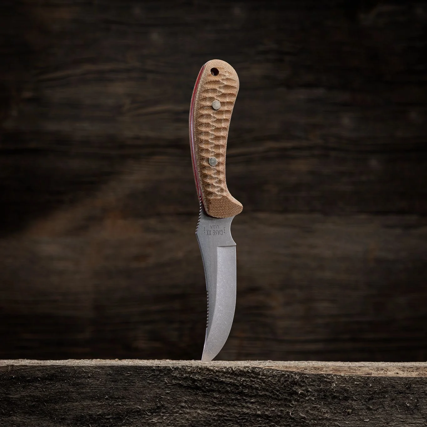Sculpted Natural Canvas Laminate w/ Red G-10 Ridgeback® Hunter with Sheath