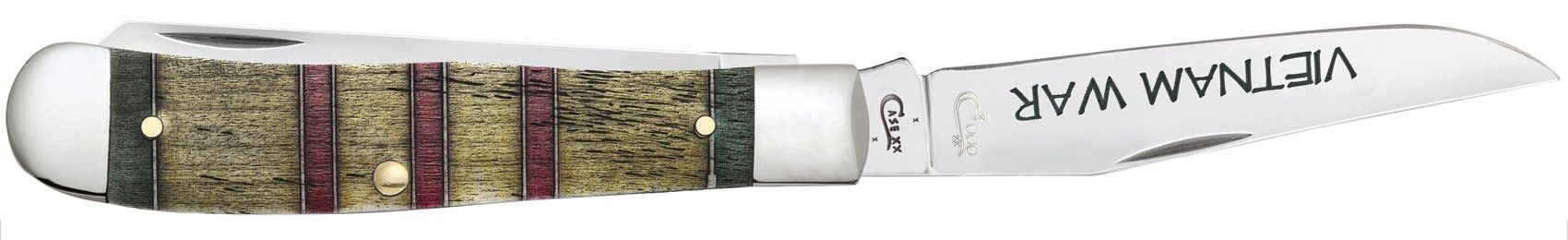 Vietnam War Gift Set Smooth Natural Bone with Green, Yellow and Red Color Wash Trapper in Jewel Box 4 Vietnam War Gift Set Smooth Natural Bone with Green, Yellow and Red Color Wash Trapper in Jewel Box